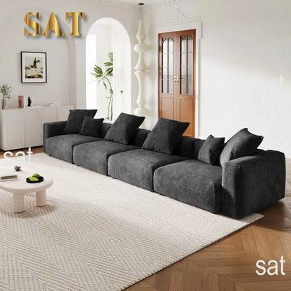 For American Vacuum Compression Black Modular Combination Sofa Sofa Large Corduroy Fabric Sofa Set