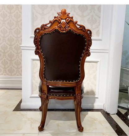 European-style all-solid wood dining table and chairs, living room, luxury villa home square table, French glass dining table