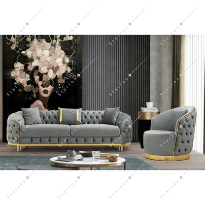 Modern Living Room Furniture Classic Apartment Interior Simple Design Fabric Sofa