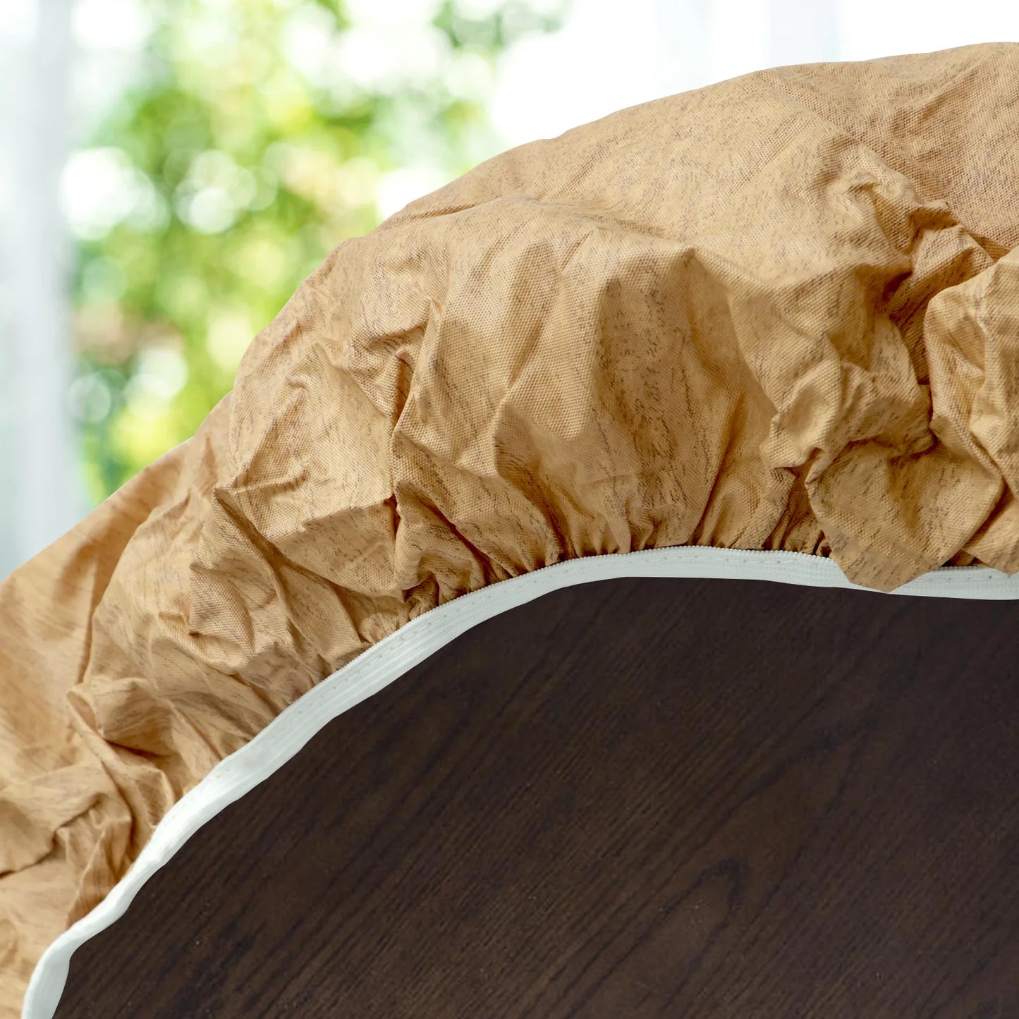 Round Table Cloth Waterproof Farmhouse Table Cover Decorative Wood/Woven Texture Tabletop Protection Rustic Wipeable