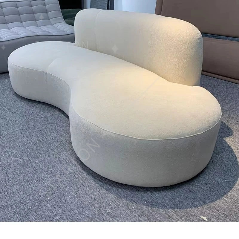 Nouveau canapé rembourré de style italien, minimaliste, pour la réception de bureau, ensemble de canapés avec un design minimaliste crémeux pour les petits salons