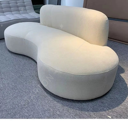 Nouveau canapé rembourré de style italien, minimaliste, pour la réception de bureau, ensemble de canapés avec un design minimaliste crémeux pour les petits salons