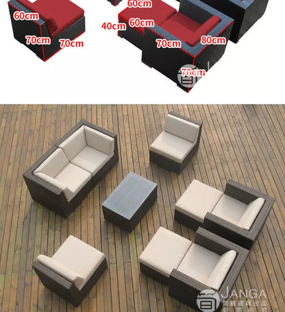 Outdoor courtyard, office building, reception area, sales center, round sofa, outdoor rattan chair, negotiation of large