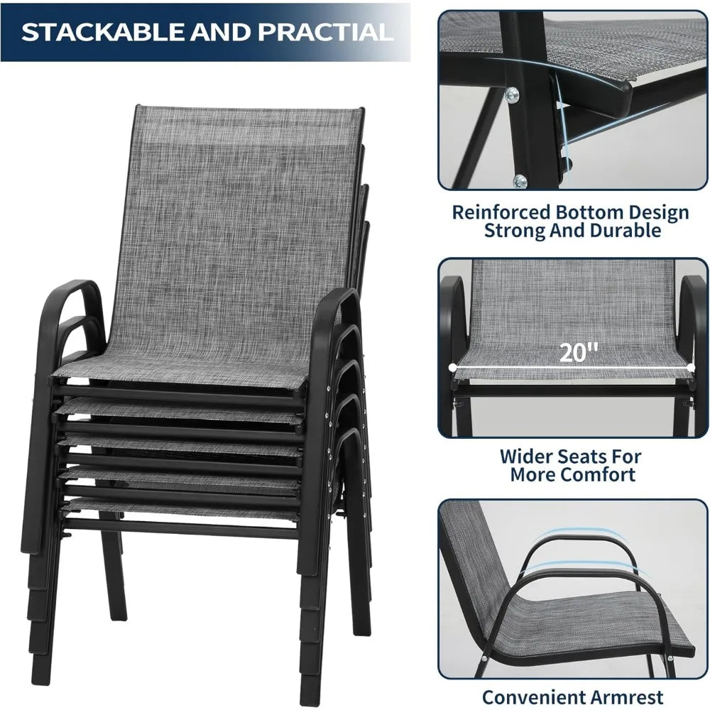 Patio Chairs Set of 6, Outdoor Dining Chairs with All Weather Lightweight Textilene, Lawn Chairs 300Lbs Capacity for Backyard De