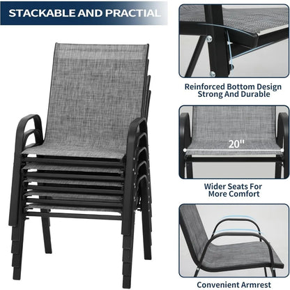 Patio Chairs Set of 6, Outdoor Dining Chairs with All Weather Lightweight Textilene, Lawn Chairs 300Lbs Capacity for Backyard De