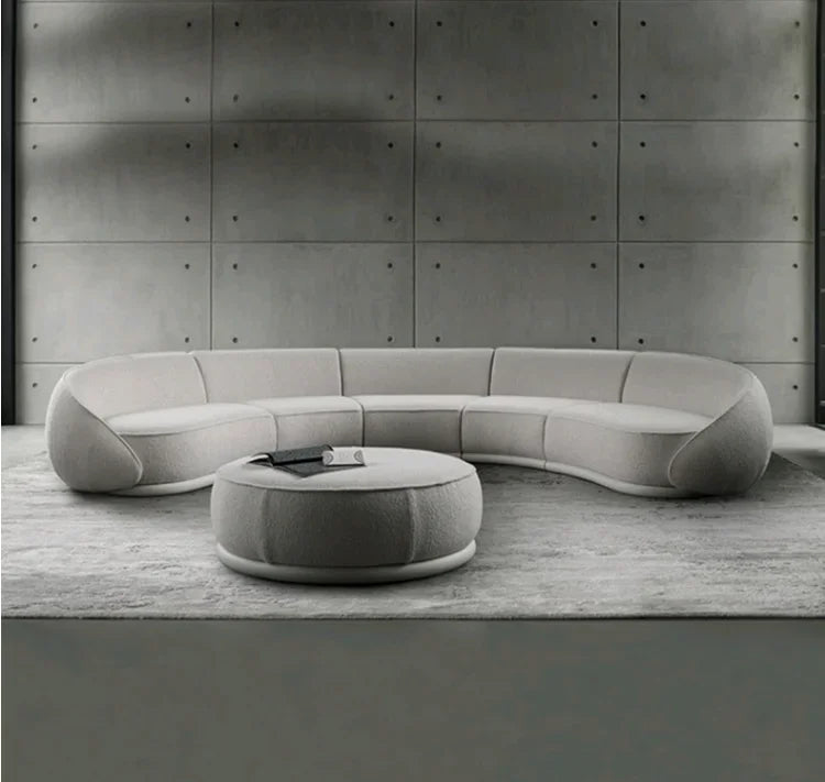 Sili Style Living Room Moon Faux Leather Fabric Nordic Designer Semi-Arc Light Luxury Cashew Curved Sofa living room furniture