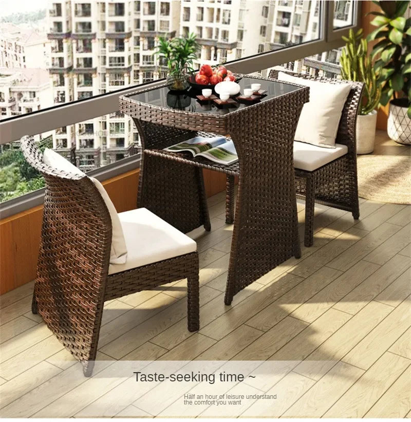 European Rattan Garden Furniture Sets Home Balcony Patio Furniture Creative Open-air Garden Furniture Combination Outdoor Set F