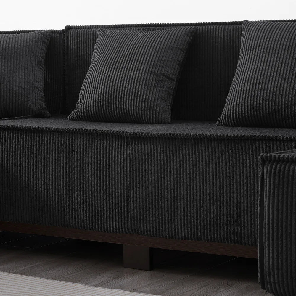 Modern U-Shaped Sectional Sofa 130" Sectional Sofa Upholstered Sofa with RGB LED Light Strip and 6 Pillows for Living Room