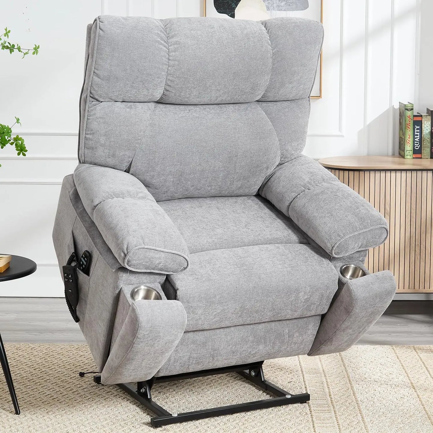 Dual Motor Power Lift Chair for Elderly with Vibration Massage and Lumbar Heating for Living Room, Electric Lay Flat Recliner