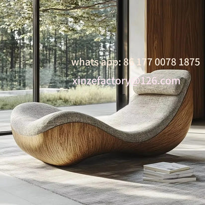 Customizable Modern Unique Shaped Leisure Chair Minimalist Design Accent Chair Solid Wood Armchair for Home Hotel