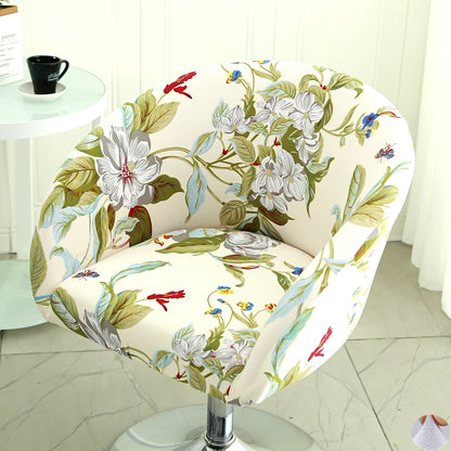 Universal Curved Chair Cover Short Back Printed Arc Armchair Covers Dining Chair Covers Home Spandex Elastic Dustproof Cover