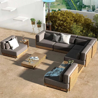 Outdoor Suit All-weather Modern Outdoor Teak Wooden Sofa Patio Furniture Luxury Design Sofa Set For Villa Outdoor Garden