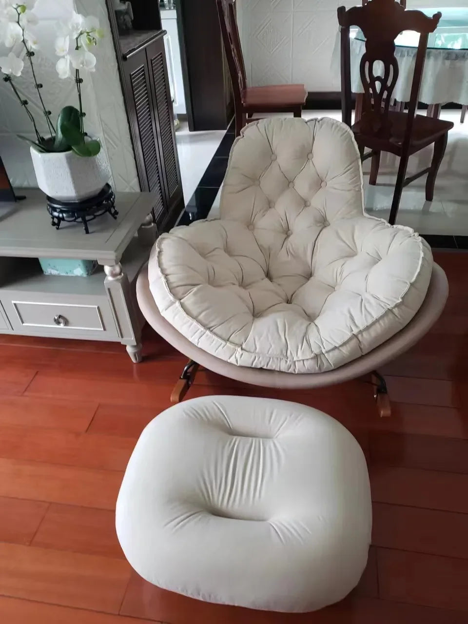 Nordic Style Rocking Chair for Living Room Cat scratch SKin Leather Light Luxury Lounge Chair for Adult Lazy Sofa Balcony Chair