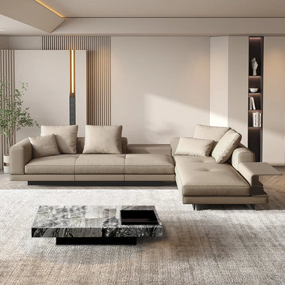 Sofa Minimalist Leather Sofa Living Room Modern Small Apartment Connery Straight Row Leather