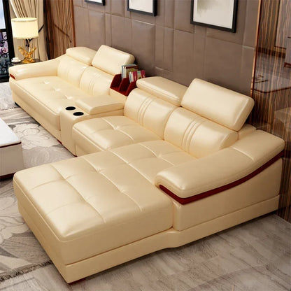 Genuine leather sofa head layer cowhide small unit,simple and modern functional, fashionable leather sofa combination decoration