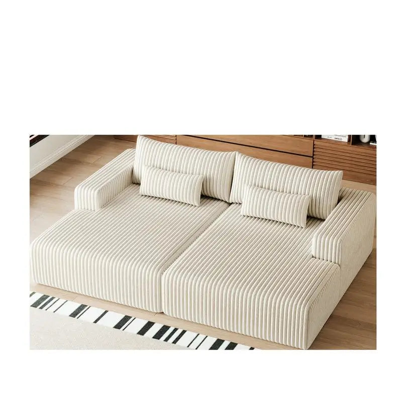 Vacuum Compressed Comfy Corduroy Fluffy Sofa Set Furniture Living Room Modular Couch Modern L Shape Sectional Sofa