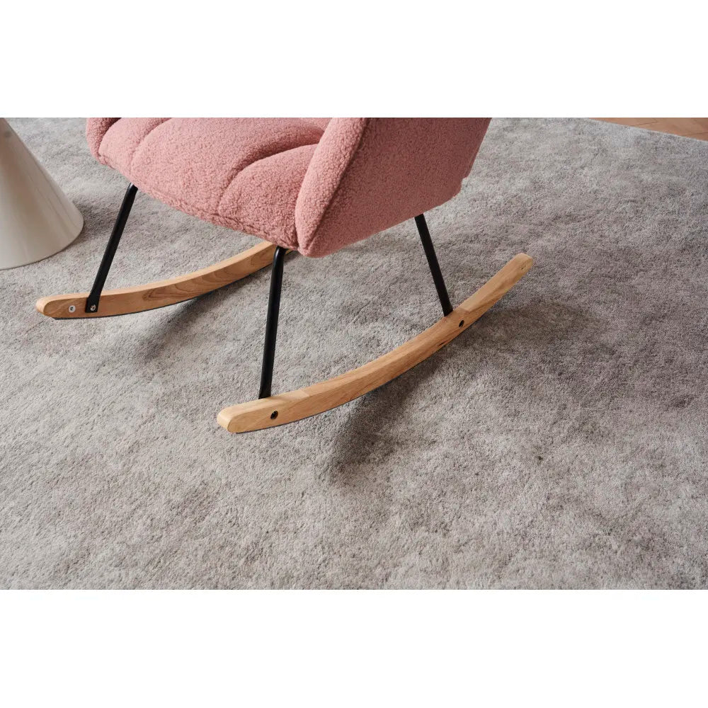 Modern Swing Chair in Teddy Fabric with Tufted Cover Upholstered Seathigh backrest for Living and Bedroom
