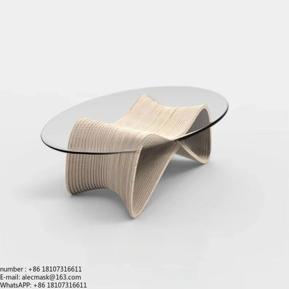 Contemporary Coffee Table, 42.5 x 28.5 x 16.1 with Tempered Glass, Natural Wood Finish for Living Room