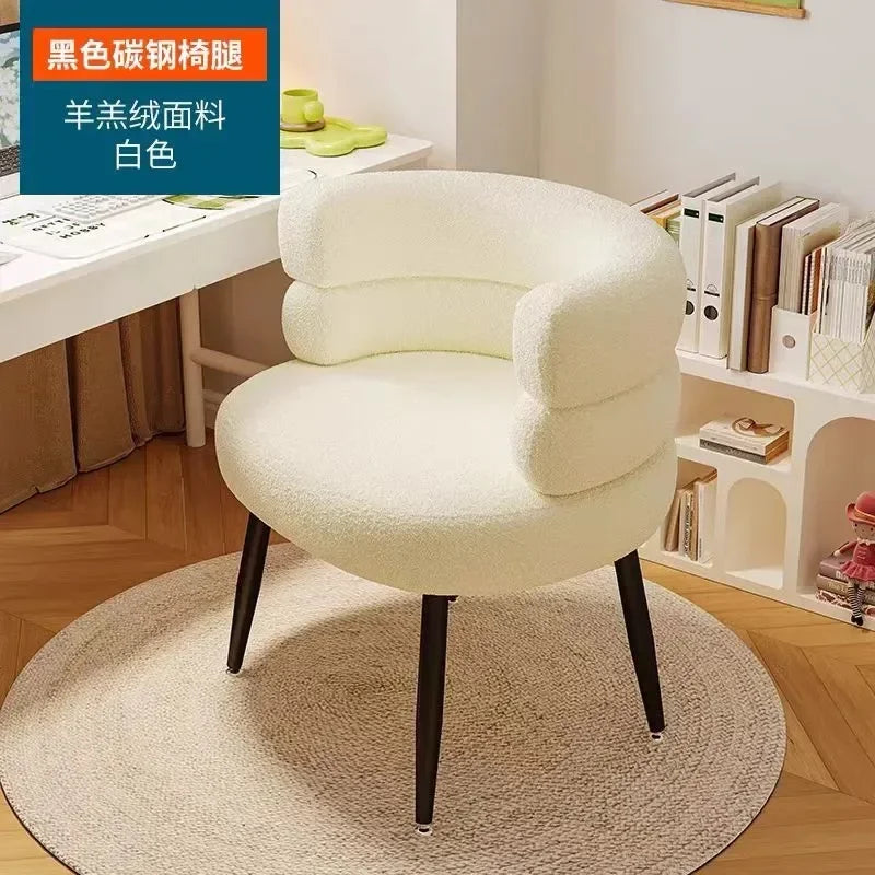Living Room Swivel Chair Nordic Armchair INS Lift Computer Backrest Chair Lamb Wool Design Bedroom Makeup Chair Home Furniture