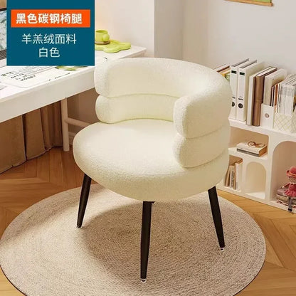 Living Room Swivel Chair Nordic Armchair INS Lift Computer Backrest Chair Lamb Wool Design Bedroom Makeup Chair Home Furniture