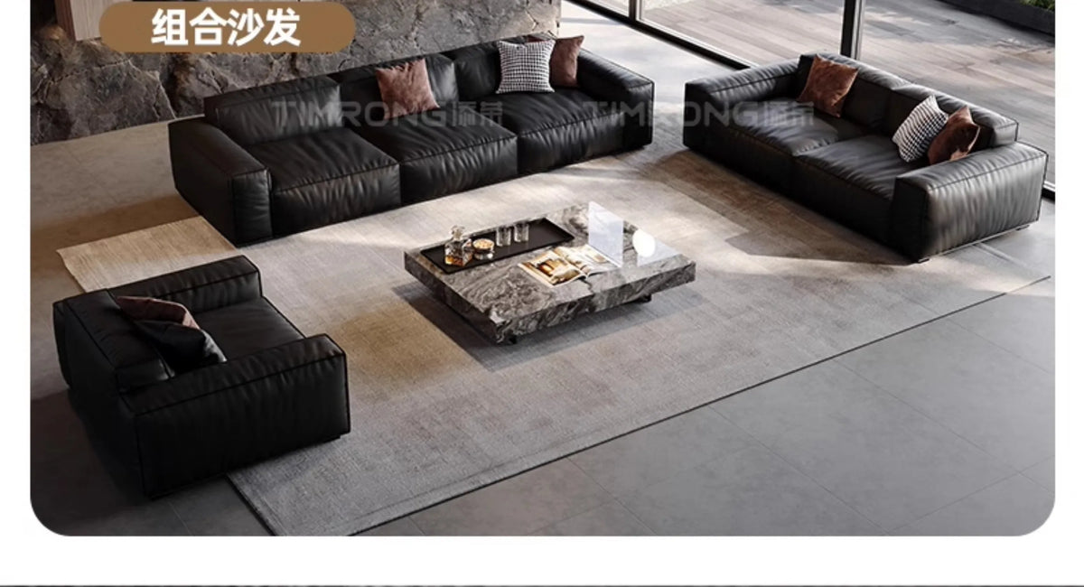 Family Italian Living Room Sofas Genuine Leather Sectional Apartment Relaxing Sofa Elegant Comfortable Muebles Home Furniture