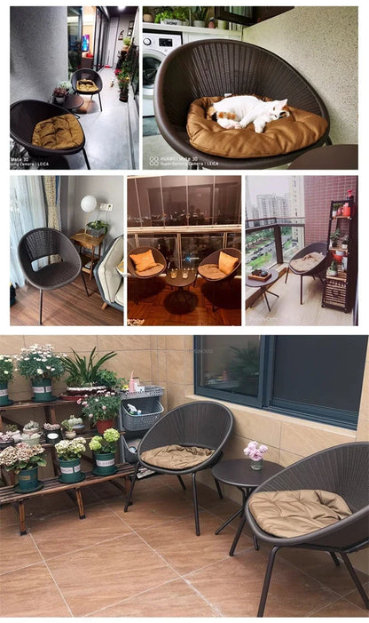 Outdoor Rattan Chair Garden Furniture Set Household Outdoor Balcony Leisure Table and Chair Three-piece Set Mini Coffee Table