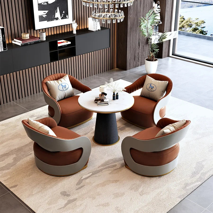 Office VIP Room Meeting Sofa Club Hotel Light Luxury Business Single Sofa Resting Area Negotiation Sofa Chair