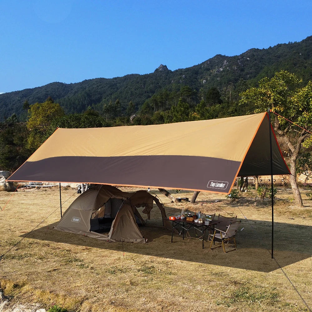 Oxford Large Tarp Waterproof 4x6m Sun Shelter Outdoor Camping Awning Tent Big Tarp Shade Canopy for Family Beach Hiking