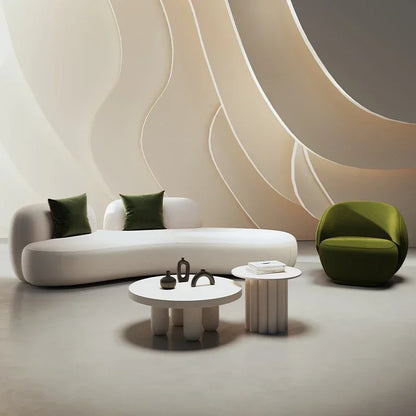 curved sofa, small apartment special-shaped black beauty salon hall, clothing store office rest area reception and negotiation