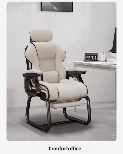 Ergonomic Office Chair with Adjustable Headrest, Latex Seat, Reclining Function & Linked Armrests, Bow Tie Base