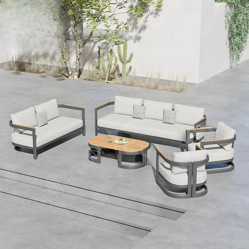 Modern Hotel Villa Outside Wear-Resistant Aluminum Frame Garden Sofa Outdoor Patio Furniture Sofas Set With Waterproof Cushion