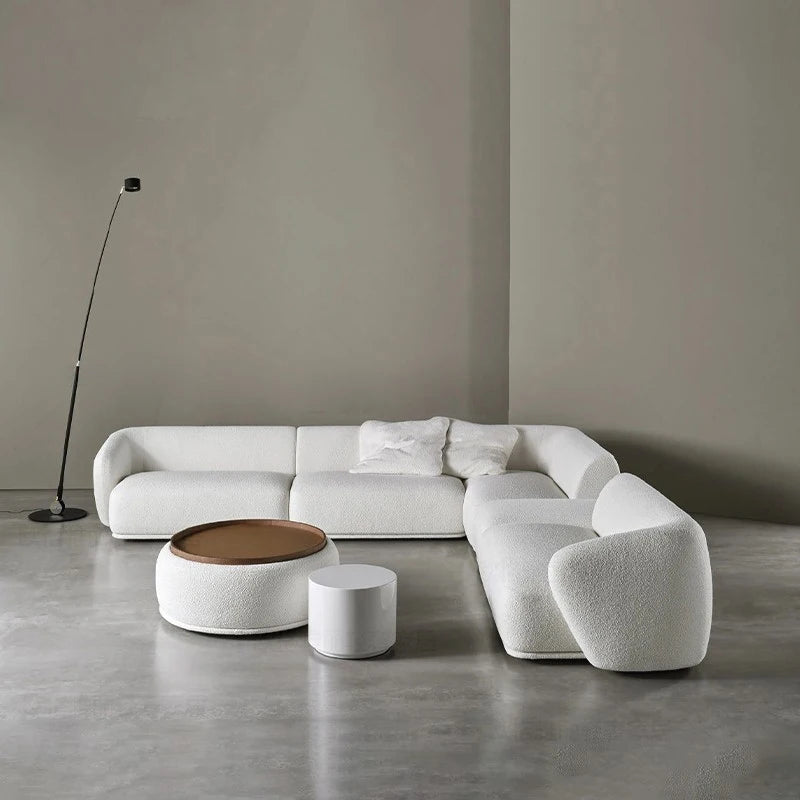 X Modern Sectional Sofa Set Furniture Velvet Fabric Round White Living Room Couch Apartment Modular Semi-circular Sofa