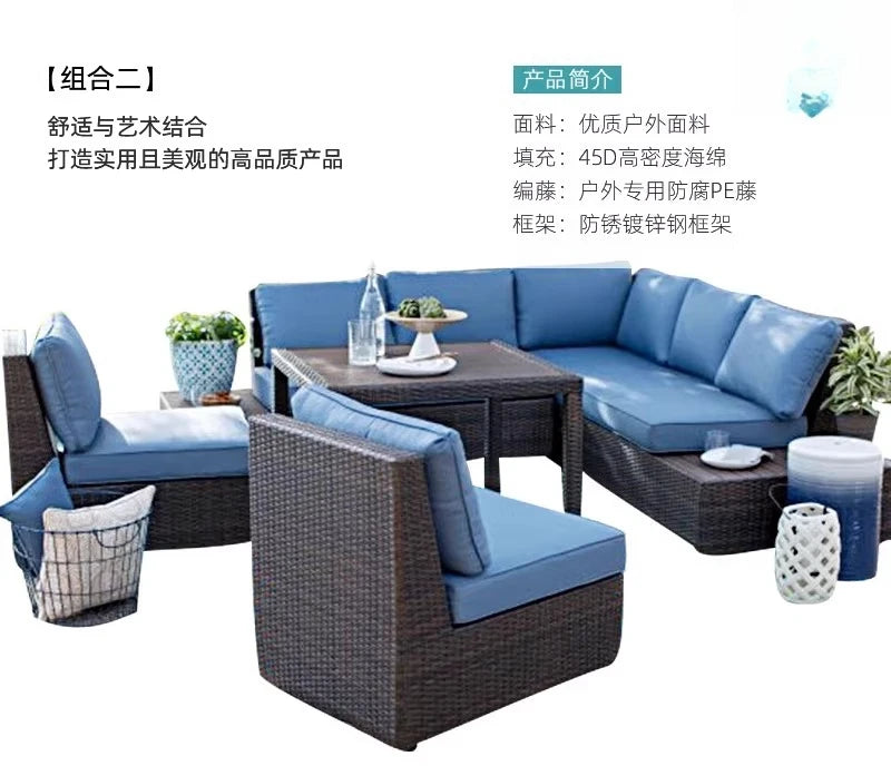 Outdoor, combination, balcony, courtyard, garden, rattan chair, outdoor, terrace, leisure, corner, sofa, sun protection