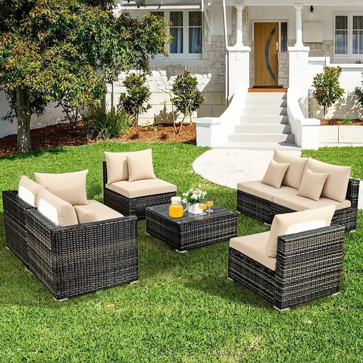 Outdoor Tropical Print Sofa Cushion Covers - Non-Slip Furniture Protectors, Replacement for Individual Seat Cushions