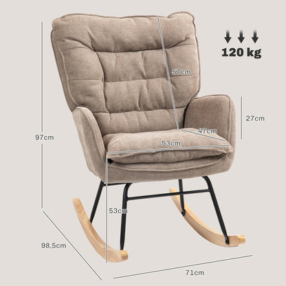 Brown Chenille-Look Rocking Chair (120kg Cap, Armrests, Living/Bedroom)