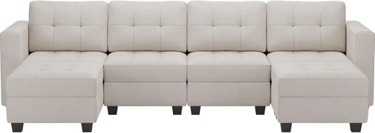 %a Belffin U-Shaped Modular Sectional Sofa, Modular Couch with Storage Seats, 6 Seat Convertible Sofa with Reversible Chaise