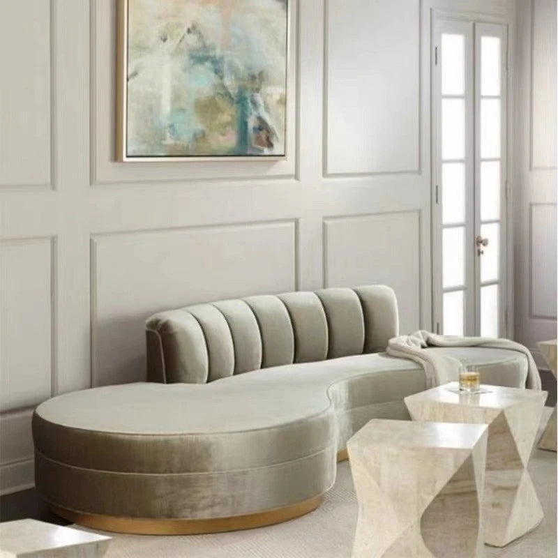 Special-shaped fabric sofa high-end clubhouse fashion curved size fabric sofa