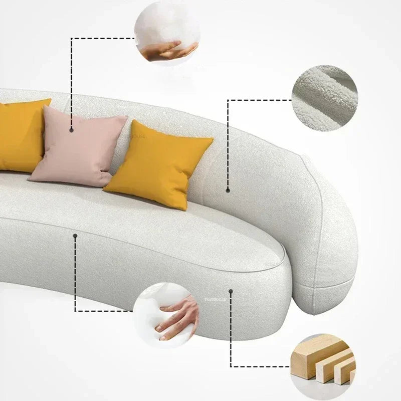 Curved Living Room Sofas Living Room Furniture Cream Style Beauty Salon Sofa Clothing Store Rest Area Reception Sofab