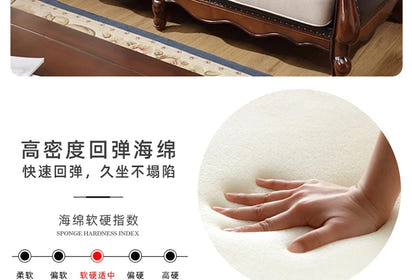4*American all-solid wood leather sofa European double triple retro modern simple