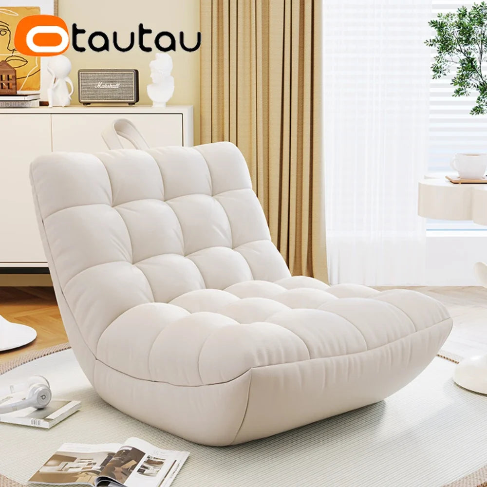 OTAUTAU Bean Bag Lounger Cover Without Filler Floor Seat Lazy Sofa Bed Couch Beanbag Sac with Footrest Stool Ottoman SF024