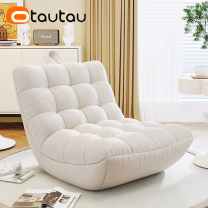 OTAUTAU Bean Bag Lounger Cover Without Filler Floor Seat Lazy Sofa Bed Couch Beanbag Sac with Footrest Stool Ottoman SF024