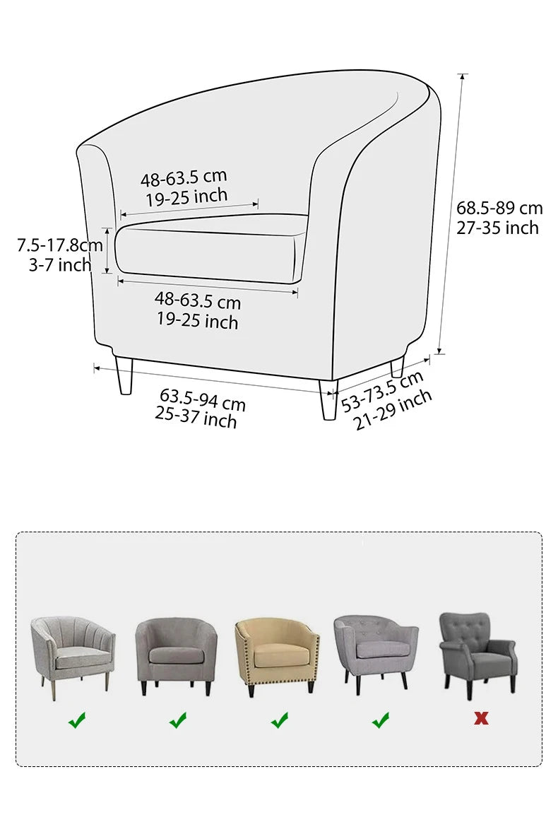 2pcs/set Jacquard Stretch Club Armchair Slipcover 1pc Barrel Tub Sofa Cover + 1pc Polar Fleece Couch Cover Furniture Protector