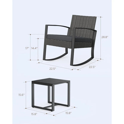 Patio Furniture Set Rocking Bistro Set, Outdoor Patio Furniture Set with Coffee Table for Garden Balcony Backyard Poolside