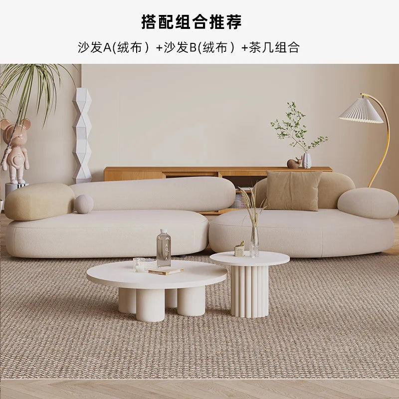 Fabric curved small apartment living room sofa light luxury modern sitting area reception