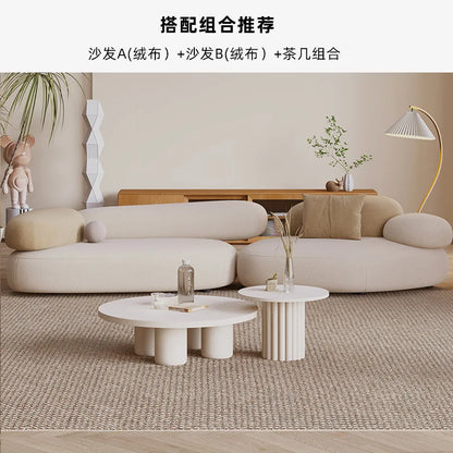 Fabric curved small apartment living room sofa light luxury modern sitting area reception