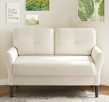 Modernsmall sofa couch, 48" loveseat sofa, soft velvet love seat couches, small couch for bedroom with 21" deep seat, comfy couc
