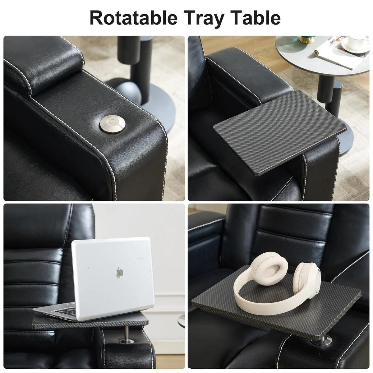 Power Recliner Chair with Adjustable Headrest, Wireless Charger, LED Light, Faux Leather Electric Recliner with Smart Cup Holder