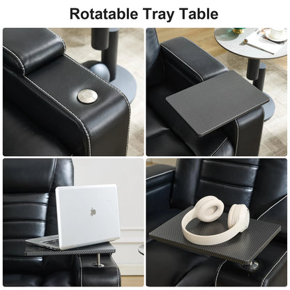 Power Recliner Chair with Adjustable Headrest, Wireless Charger, LED Light, Faux Leather Electric Recliner with Smart Cup Holder