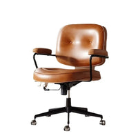 Home Computer Chair Office Chair Swivel Chair Oil Wax Leather and Top Layer Cowhide Style Retro Light Luxury Texture New