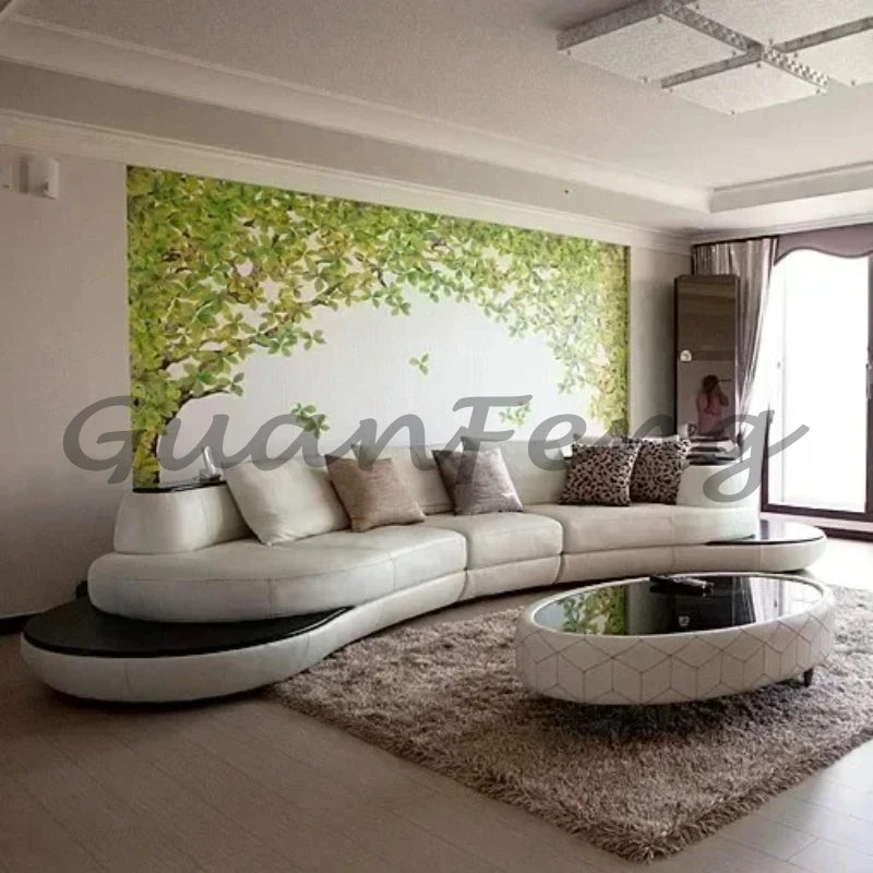 Sofa with Corner Sectional Modern Leather Couch Big Arc Shape Living Room Sofas Set